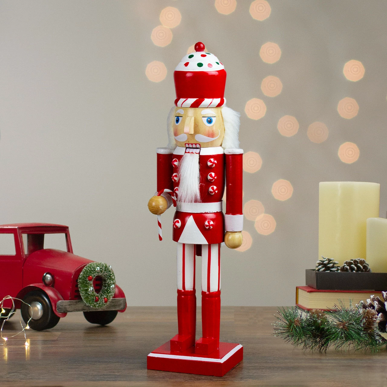 Northlight 14" Red And White Wooden Candy Cane King Christmas Nutcracker - Image 2