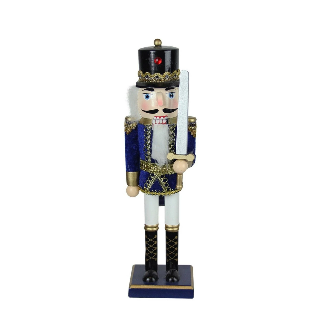 Northlight 14" Blue And White Christmas Nutcracker Soldier With Sword Tabletop Decor - Image 2