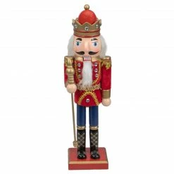 Northlight 14" Red And Gold Traditional Christmas Nutcracker King With Scepter Tabletop Figurine
