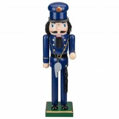 Northlight 14" Blue And Black Wooden Police Officer Christmas Nutcracker