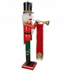 Northlight 36" Red And Green Christmas Nutcracker Soldier With Horn