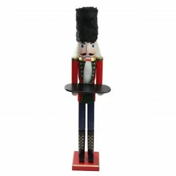 Northlight 48.25" Red And Black Christmas Butler Nutcracker With Tray