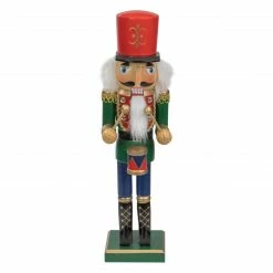 Northlight 14" Green And Red Traditional Standing Drummer Christmas Nutcracker