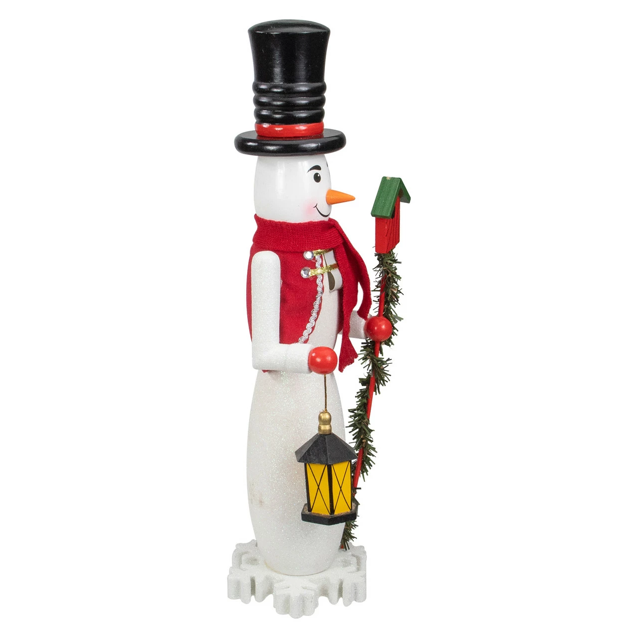 Northlight 18" White And Red Wooden Snowman Christmas Nutcracker - Image 3