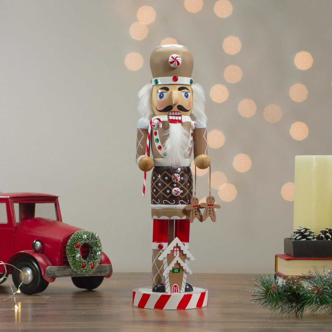 Northlight 14" Beige And Red Wooden Christmas Nutcracker Gingerbread Chef - Image 2