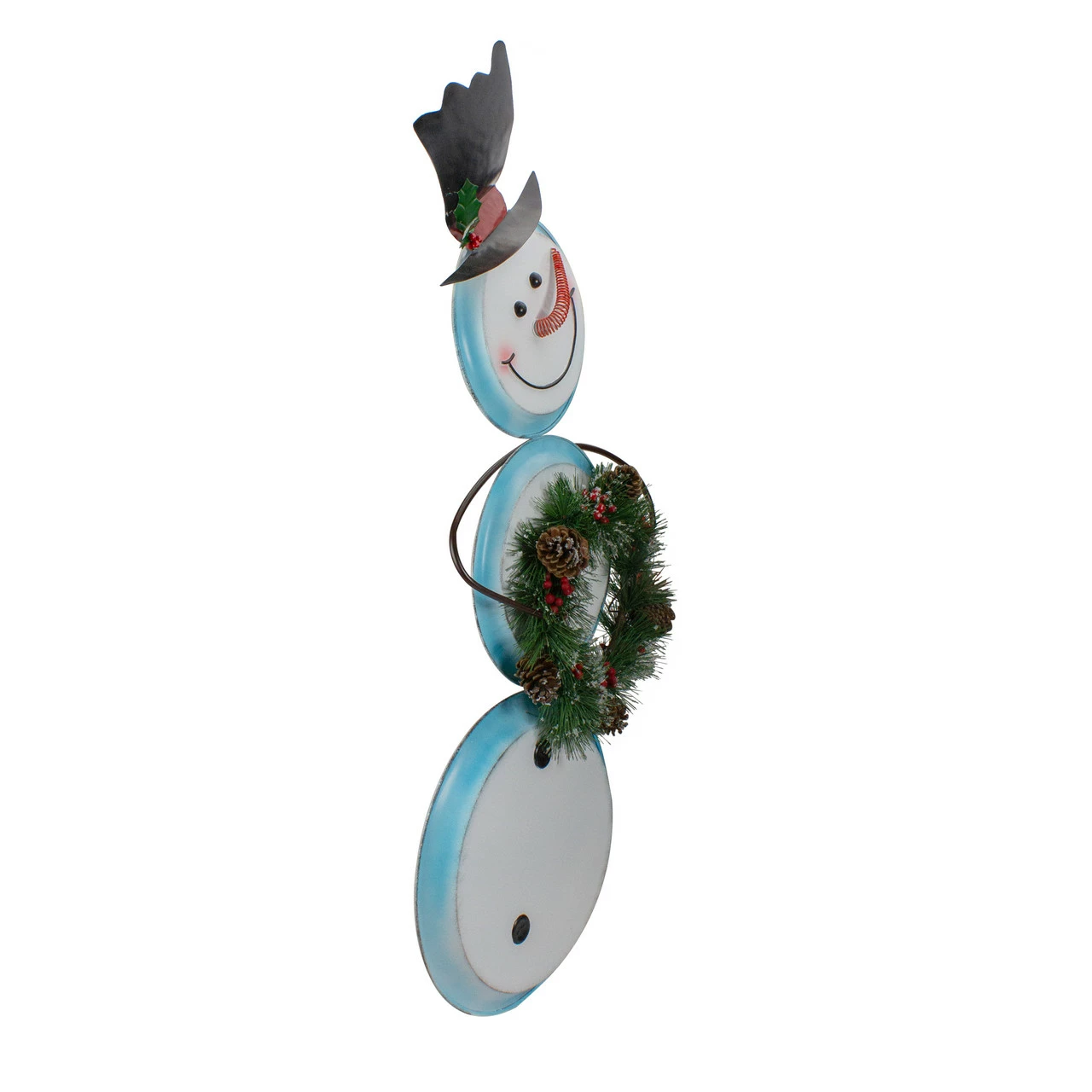 Northlight 36" White And Blue Metal Snowman With Wreath Christmas Floor Decoration - Image 2