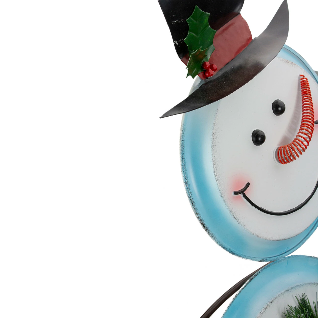 Northlight 36" White And Blue Metal Snowman With Wreath Christmas Floor Decoration - Image 3