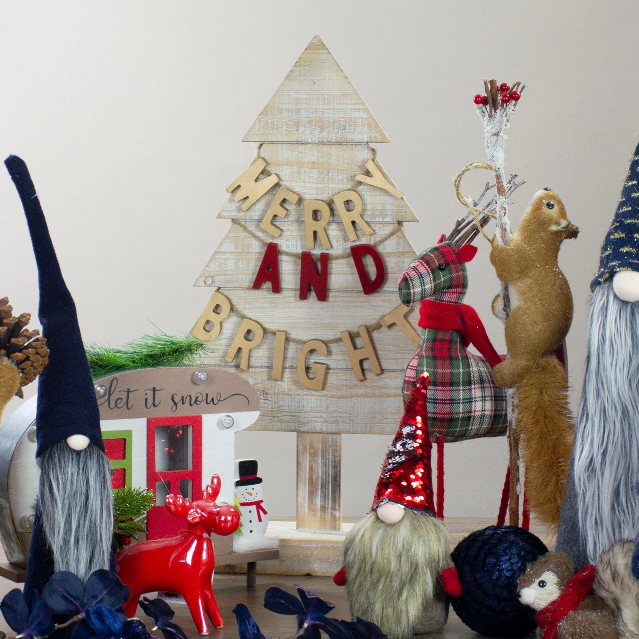 Northlight 23" Gold And Red Merry And Bright Wooden Christmas Tree Decoration - Image 2