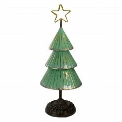 Northlight 17" Rustic Green And Gold Tabletop Christmas Tree With A Cutout Star Topper