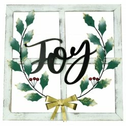 Northlight 23.75" Joy Window Frame With Holly Christmas Wall Sign