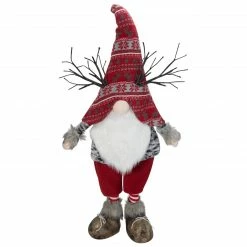 Northlight 30" Red Nordic Hat Standing Santa Christmas Gnome With LED Antler
