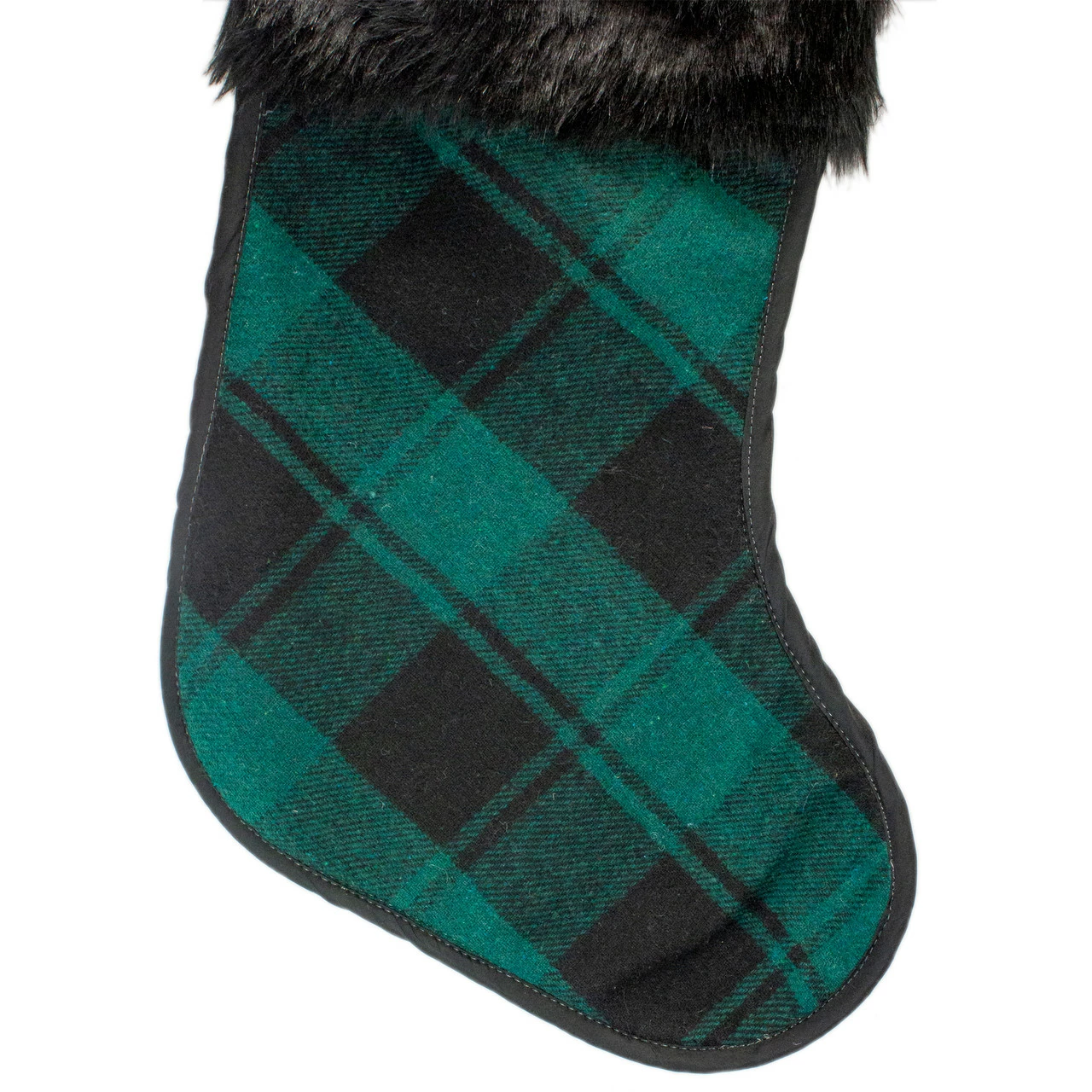 Northlight 19" Green And Black Plaid Christmas Stocking With Faux Fur 3 Northlight 19" Green And Black Plaid Christmas Stocking With Faux Fur - Image 3