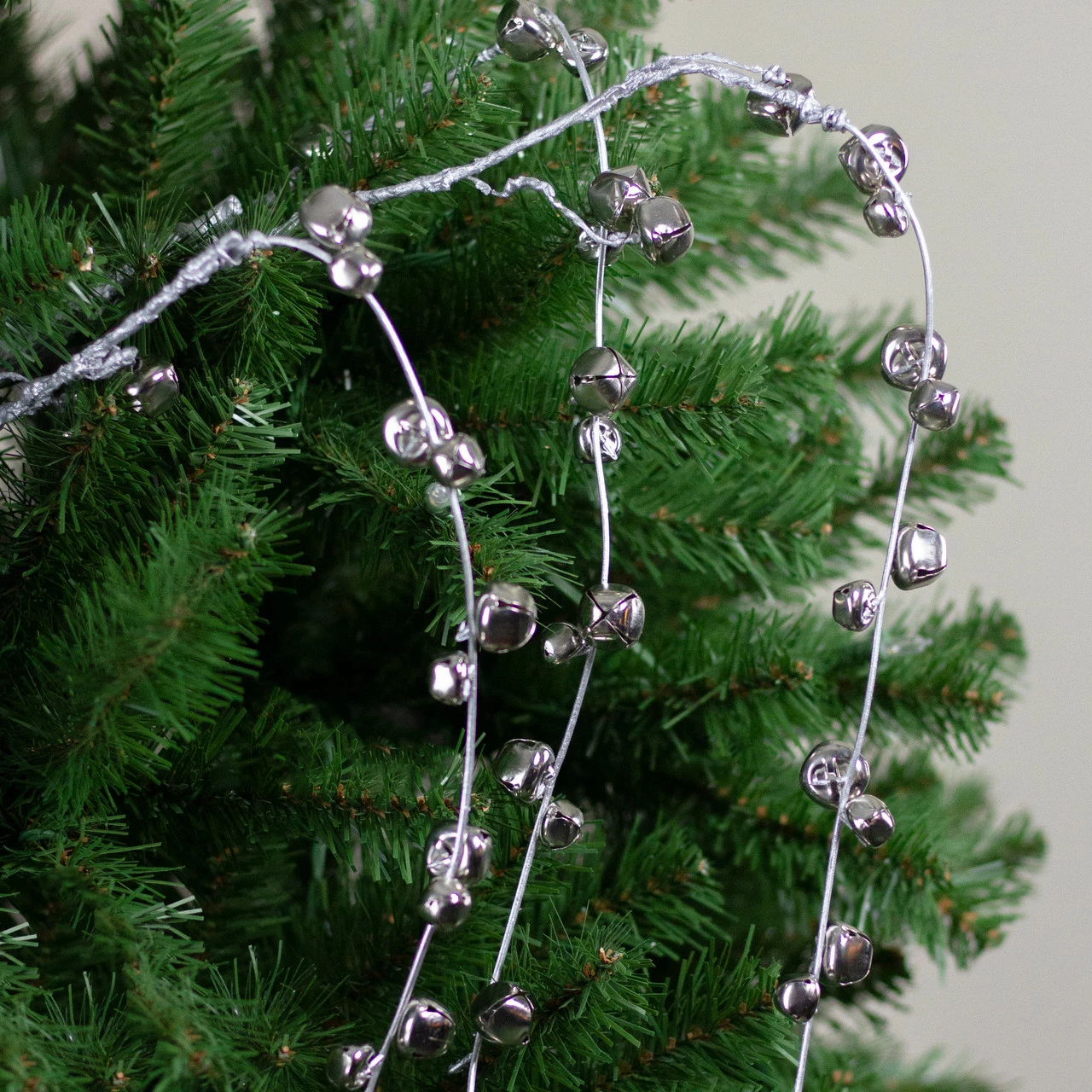 Northlight 41" Silver Hanging Jingle Bell Artificial Christmas Spray - Image 3