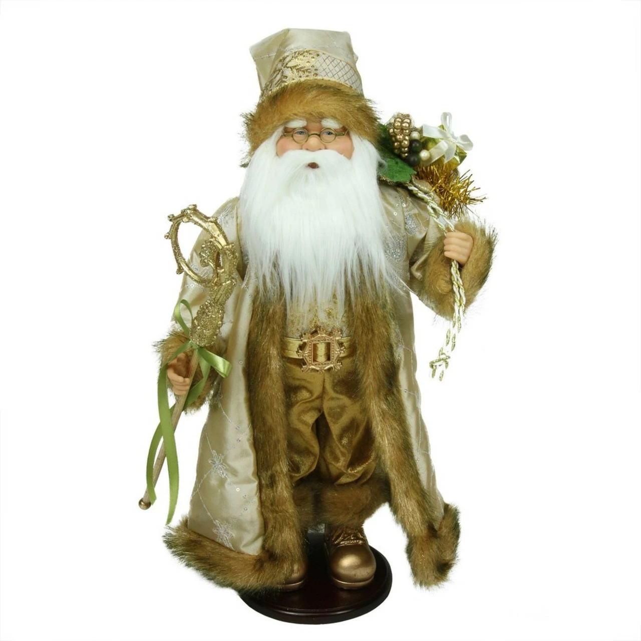 Northlight 18.25" Gold And White Santa Claus With Jacket Christmas Tabletop Figurine - Image 2