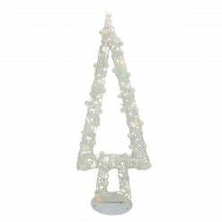 Northlight 34" Pre-Lit White Battery Operated Glittered Christmas Tree Decor