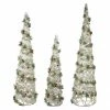 Northlight Set Of 3 Lighted White Berry And Pine Needle Cone Tree Christmas Decorations