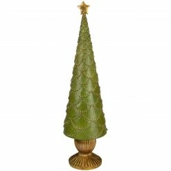 Northlight 23" Green Christmas Tree Cone On Pedestal With Star Topper Tabletop Decor