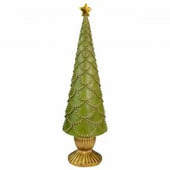 Northlight 17" Green Christmas Tree Cone On Pedestal With Star Topper Tabletop Decor