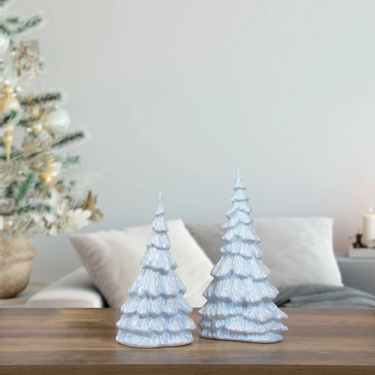 Northlight 10.5" Blue And White Textured Christmas Tree Tabletop Decor - Image 2