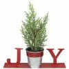 Northlight 10" Red "JOY" Potted Faux Pine In Metal Planter Christmas Tabletop Plaque