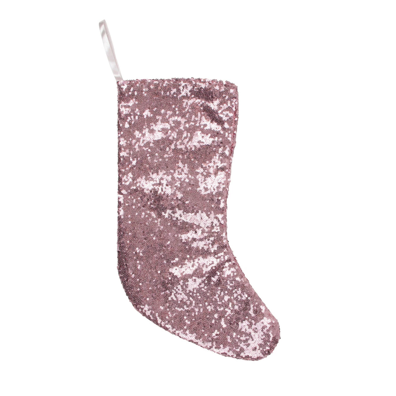 Northlight 17.5" Pink And White Shiny Sequins Hanging Christmas Stocking