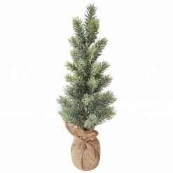 Northlight 17.5" Icy Frosted Pine Tree In Burlap Base Christmas Decoration