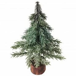 Northlight 7.5" Frosted Icy Pine Tree With Jute Base Christmas Decoration