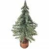 Northlight 10.5" Frosted Icy Pine Tree With Jute Base Christmas Decoration