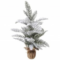 Northlight 17.5" Heavily Flocked Pine Tree In Burlap Base Christmas Decoration