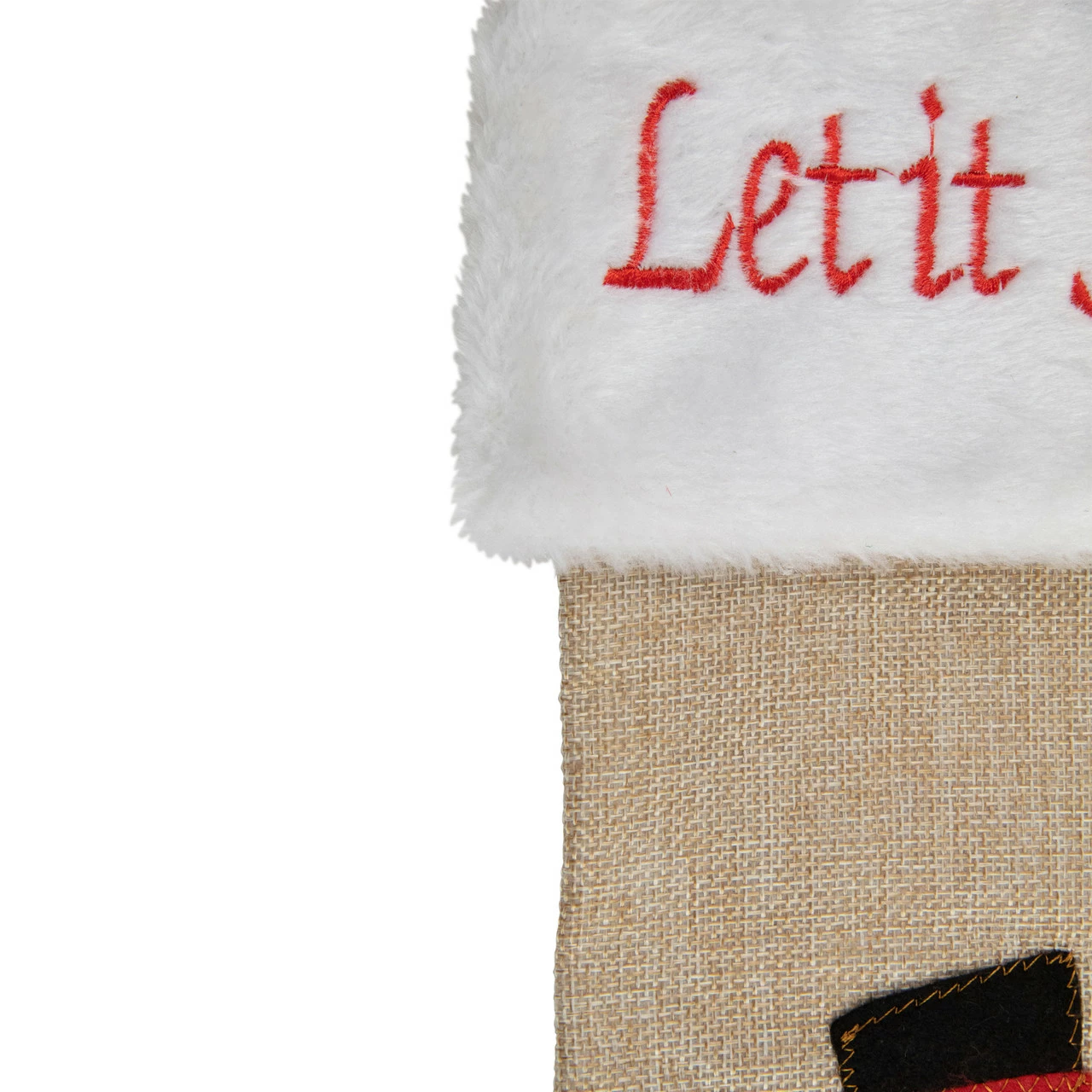 Northlight 19" Beige And Red Burlap "Let It Snow" Snowman Christmas Stocking 4 Northlight 19" Beige And Red Burlap "Let It Snow" Snowman Christmas Stocking - Image 4