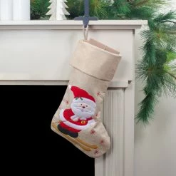 Northlight 19" Burlap Skiing Santa With Poles And Snowflakes Christmas Stocking 5 Northlight 19" Burlap Skiing Santa With Poles And Snowflakes Christmas Stocking -Northlight Shop northlight j90450 5 65742.1665433298