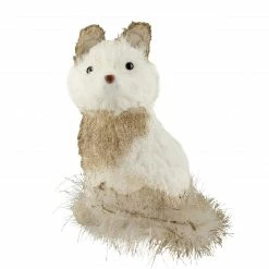 Northlight 9.25" White Sisal Fox With Gold Glitter Christmas Figure