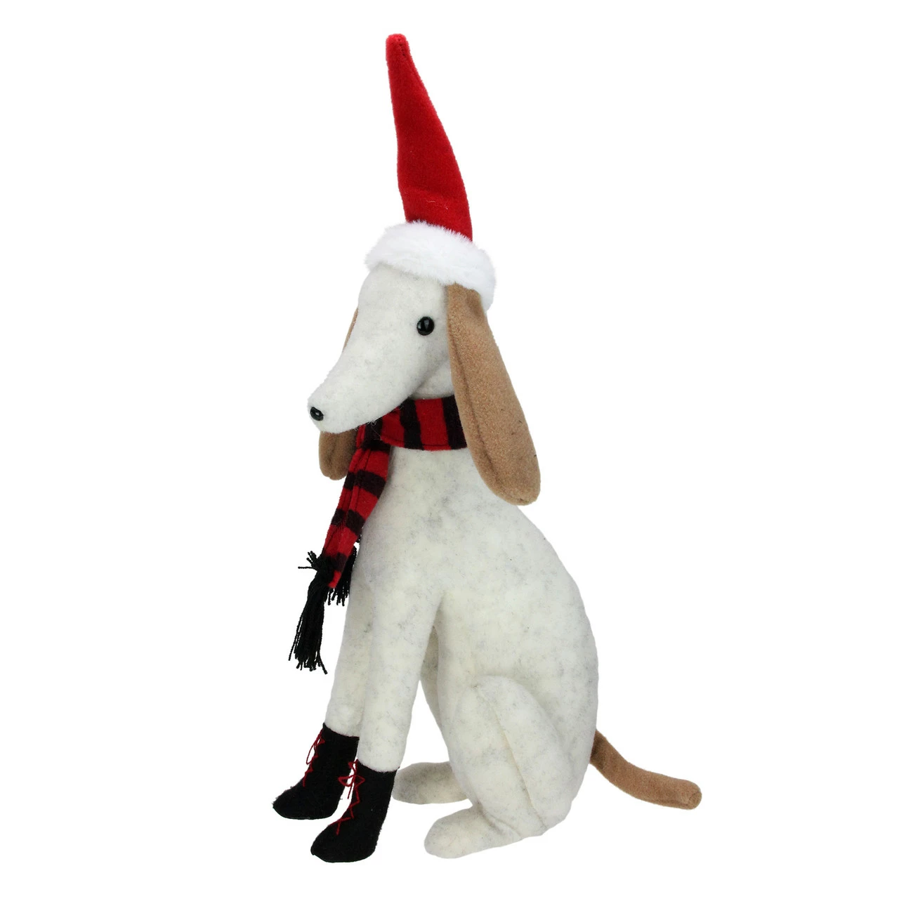 Northlight 21.5" White And Gray Sitting Greyhound Dog In Santa Hat Christmas Decoration - Image 2