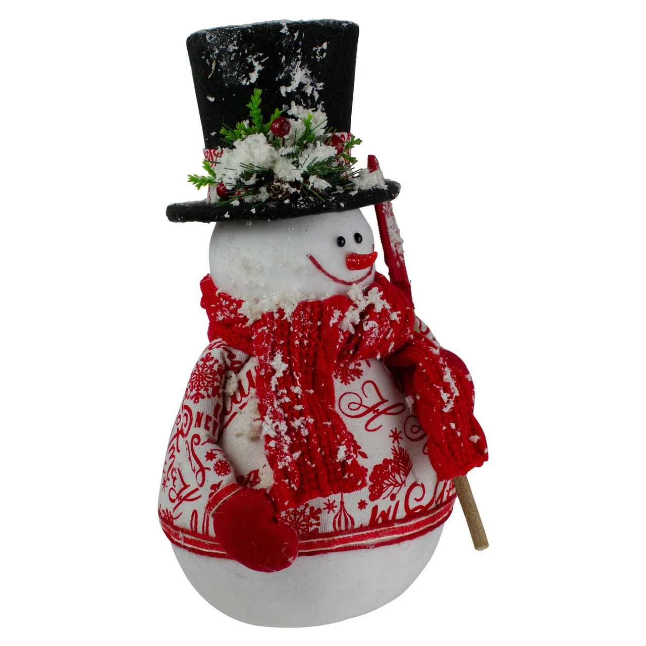 Northlight 12.5" White And Red Standing Snowman With Shovel Table Top Christmas Decoration - Image 3