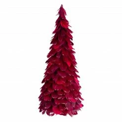 Northlight 18-Inch Plum Feather Cone Table Top Christmas Tree With Glitter