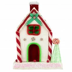 Northlight 11" White And Red Peppermint Candy House Christmas Decoration