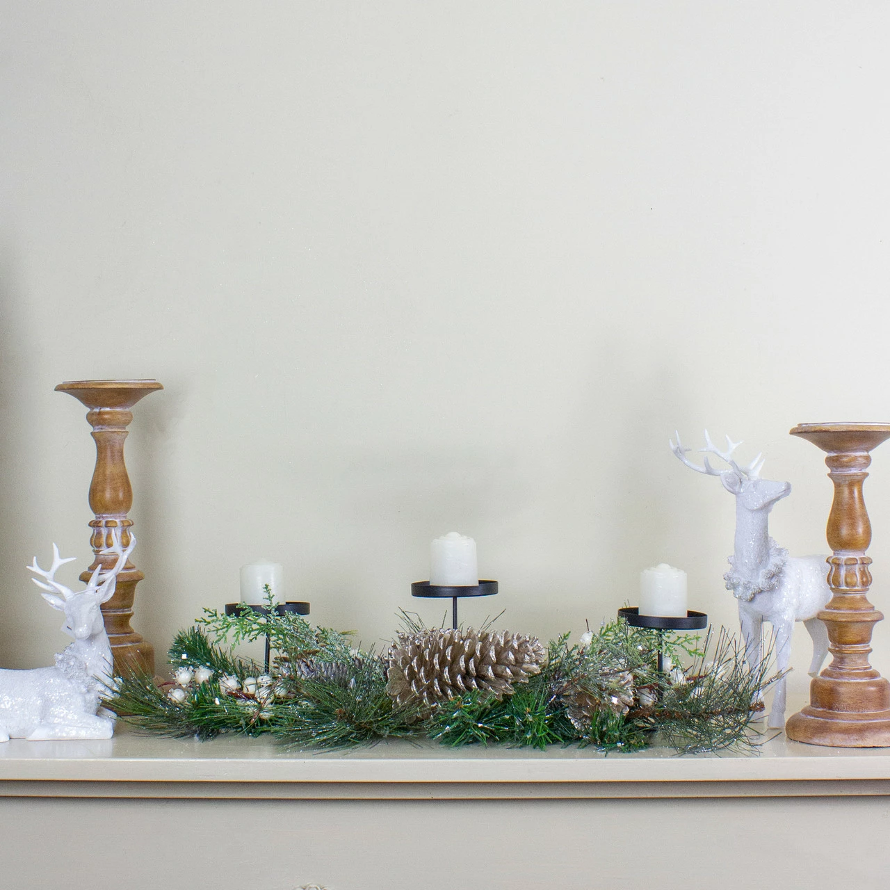 Northlight 24" Long Needle Pine And Berries Christmas Candle Holder 3 Northlight 24" Long Needle Pine And Berries Christmas Candle Holder - Image 3