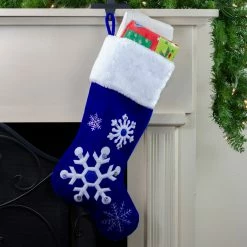 Northlight 22.25" Blue And White Velveteen Embroidered Christmas Stocking 5 Northlight 22.25" Blue And White Velveteen Embroidered Christmas Stocking -Northlight Shop northlight l27898 4201 32775.1588369034