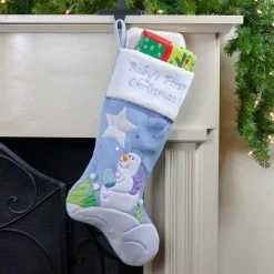 Northlight 20" Blue Babys First Christmas Velveteen Snowman Angel Christmas Stocking 4 Northlight 20" Blue Babys First Christmas Velveteen Snowman Angel Christmas Stocking -Northlight Shop northlight l50739 3 87038.1588350213