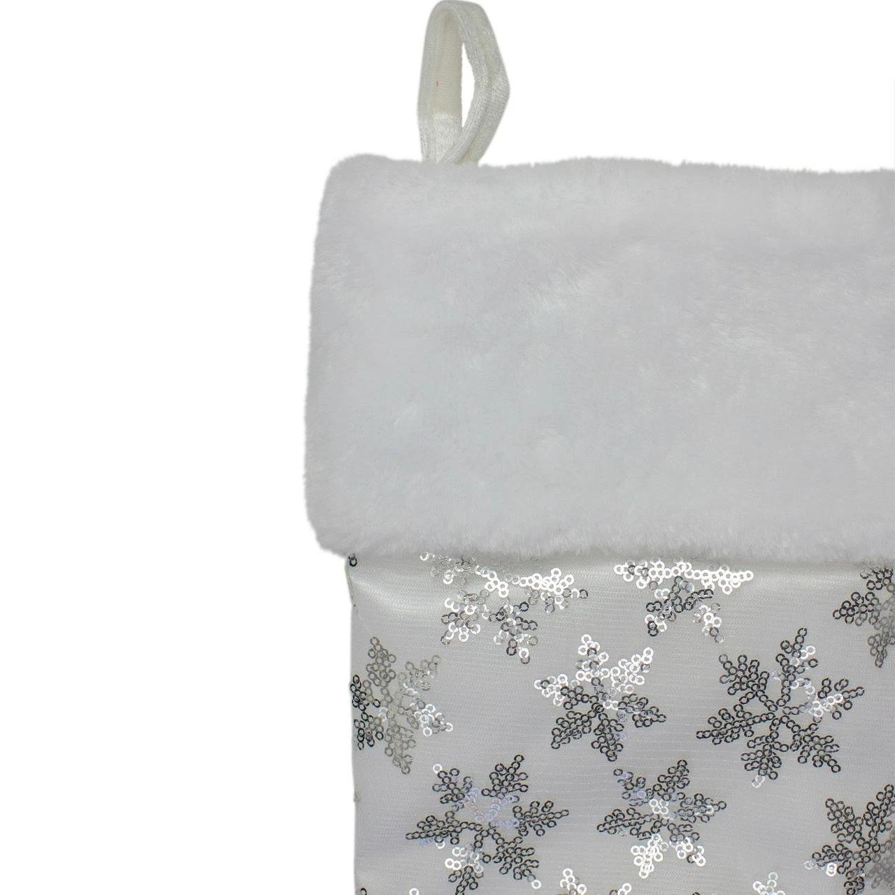 Northlight 19 White And Silver Sequin Snowflake Christmas Stocking 4 Northlight 19 White And Silver Sequin Snowflake Christmas Stocking - Image 4