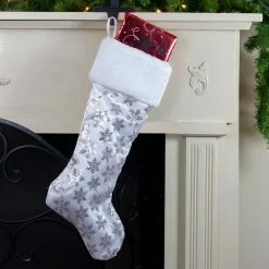 Northlight 19 White And Silver Sequin Snowflake Christmas Stocking 6 Northlight 19 White And Silver Sequin Snowflake Christmas Stocking -Northlight Shop northlight l85555 4 59542.1588344778