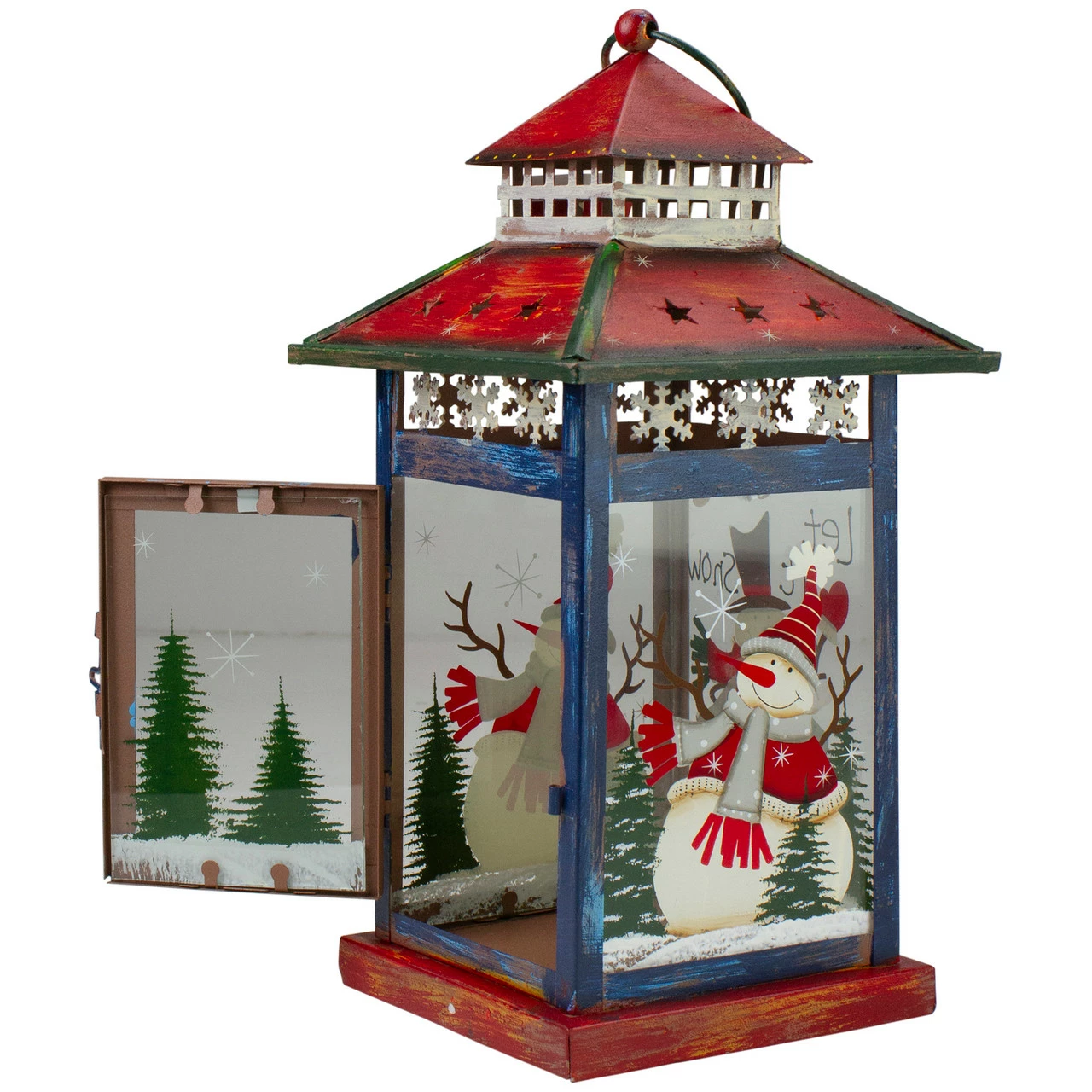 Northlight Red, White And Black Snowman “Let It Snow” Christmas Lantern 12.75” - Image 3