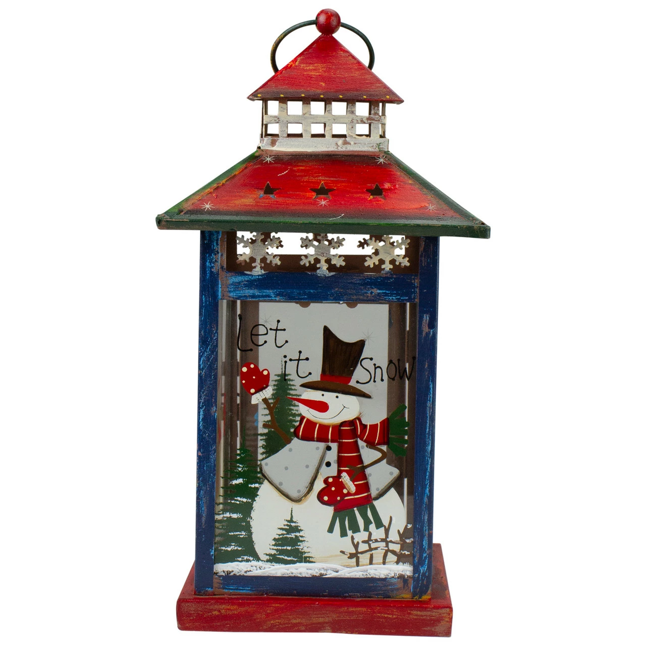 Northlight Red, White And Black Snowman “Let It Snow” Christmas Lantern 12.75” - Image 4
