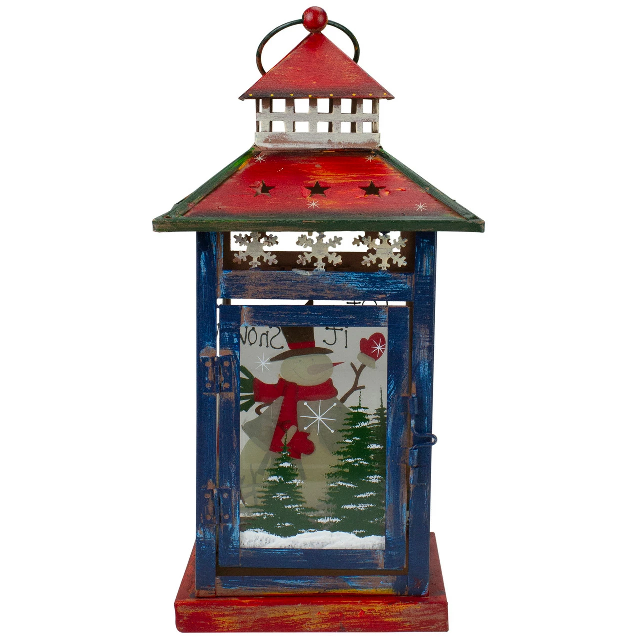 Northlight Red, White And Black Snowman “Let It Snow” Christmas Lantern 12.75” - Image 5