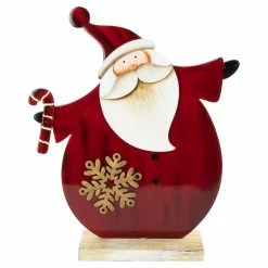Northlight 12" Santa With Candy Cane Wooden Christmas Decoration