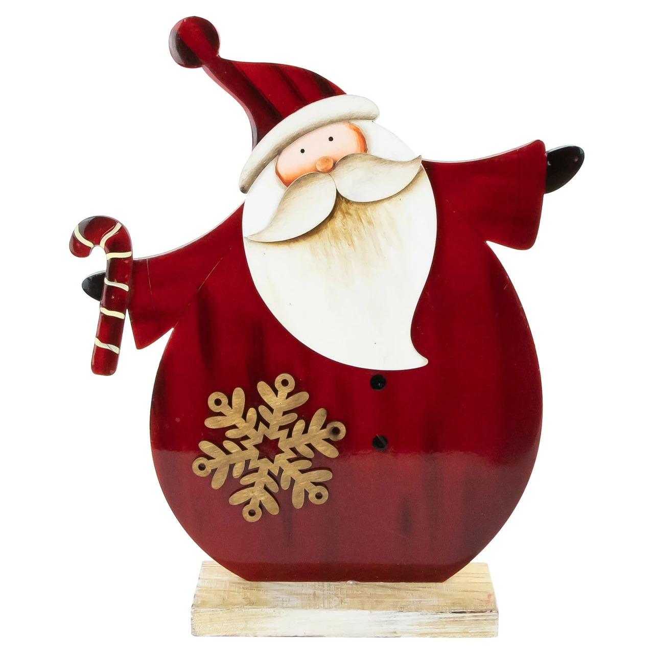Northlight 12" Santa With Candy Cane Wooden Christmas Decoration