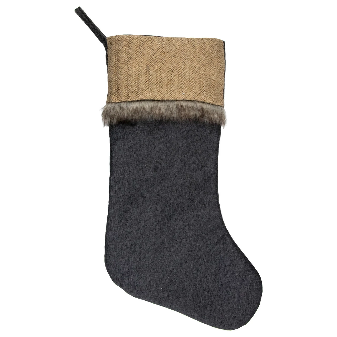Northlight 20" Rustic Burlap And Chambray Christmas Stocking 1 Northlight 20" Rustic Burlap And Chambray Christmas Stocking