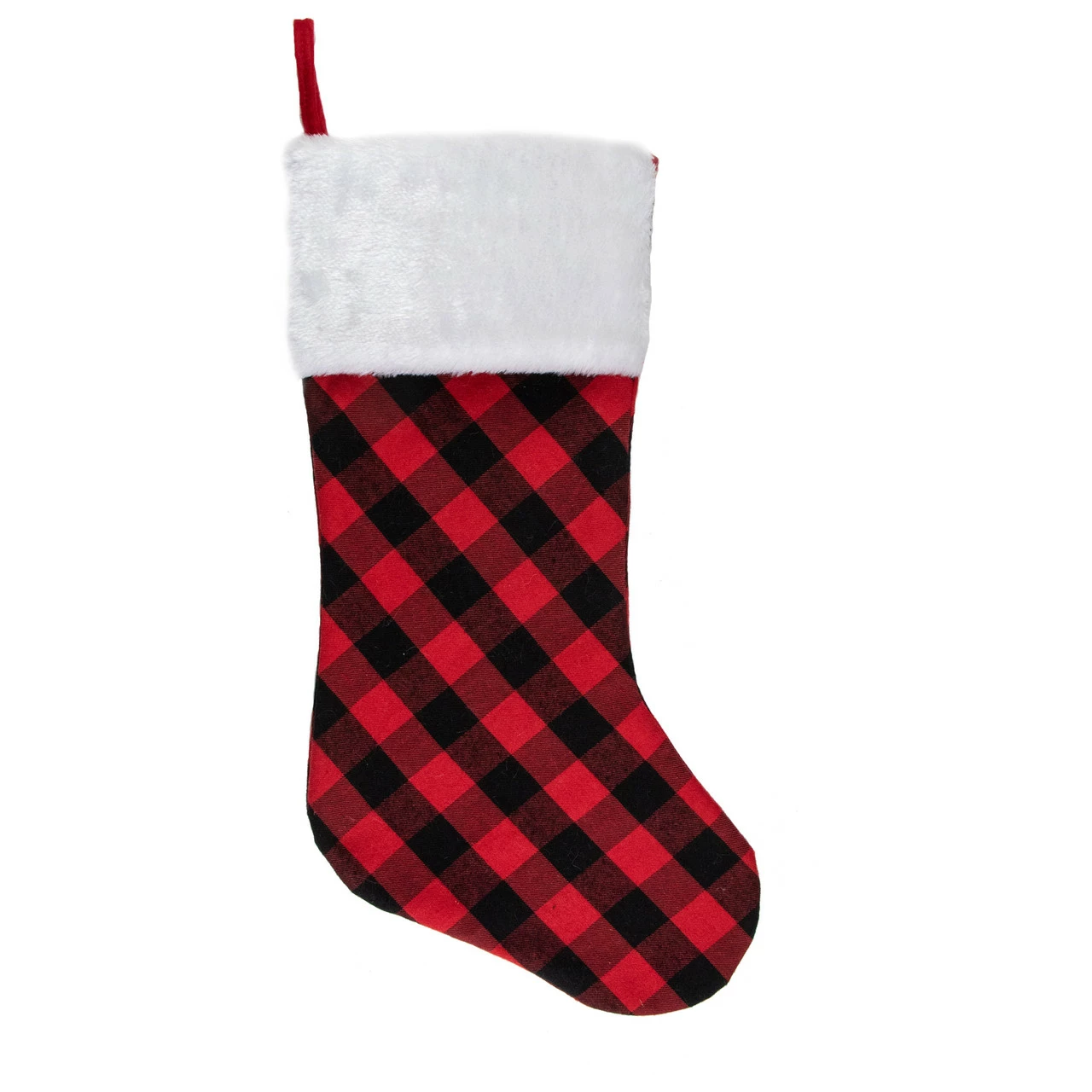 Northlight 20" Red And Black Buffalo Plaid Christmas Stocking With Faux Fur Cuff 1 Northlight 20" Red And Black Buffalo Plaid Christmas Stocking With Faux Fur Cuff