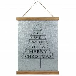 Northlight 16" We Wish You A Merry Christmas Galvanized Sheet Metal Hanging Wall Sign