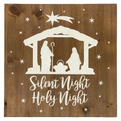 Northlight 16" Square Nativity Scene Wooden Christmas Plaque